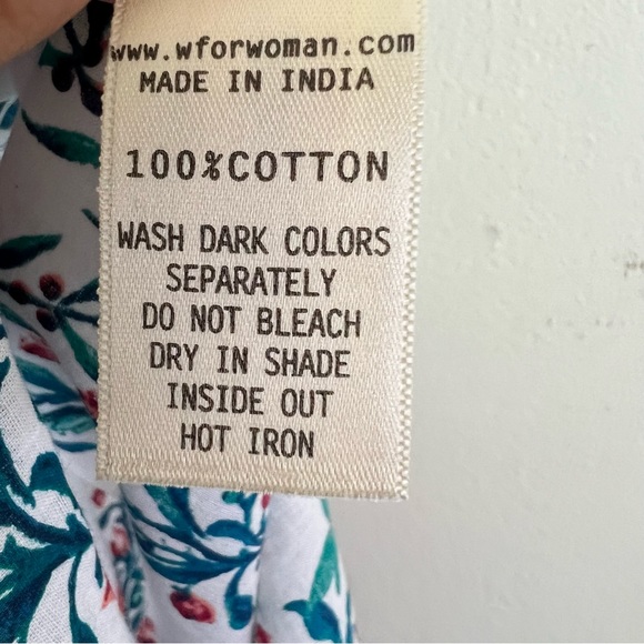 W For Woman 100% Cotton Short Sleeve Bird Printed Traditional Ethnic Kurta - Picture 12 of 16